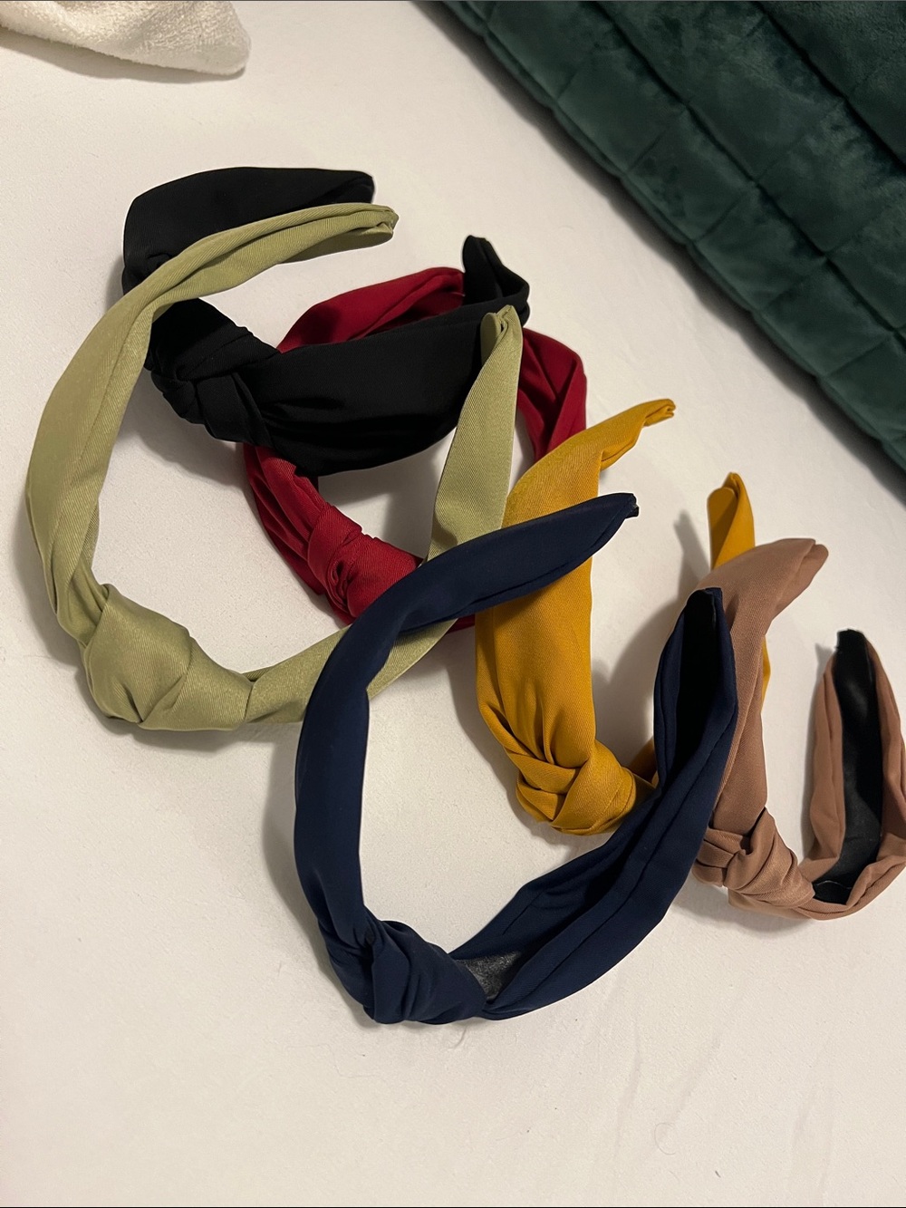 Knot Twist Headband Set — Black, Olive, Red, Mustard, Navy, Tan